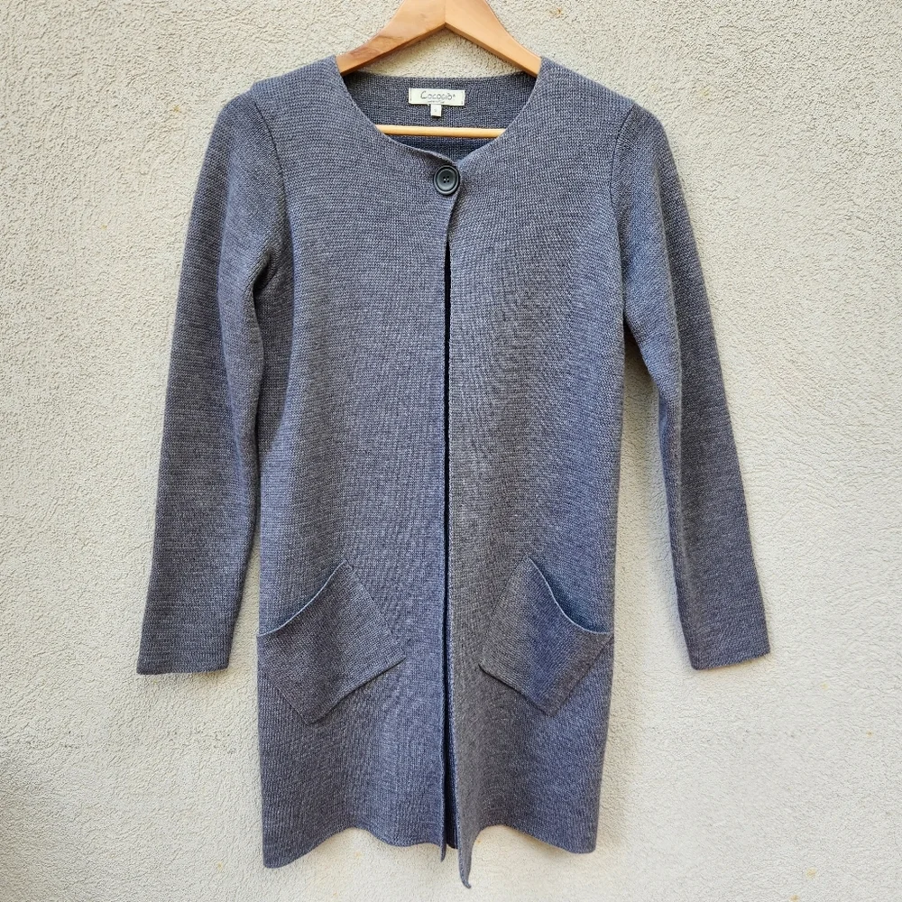 Cocogio Cardigan Women’s Small Gray Merino Wool Classic Minimalist Italy - Picture 1 of 11